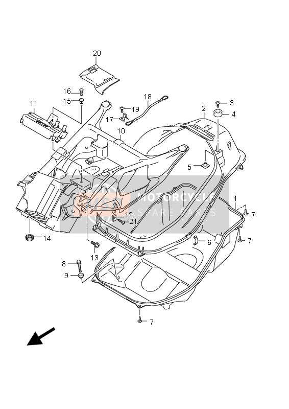 Suzuki AN650A BURGMAN EXECUTIVE 2007 Scatola per casco per un 2007 Suzuki AN650A BURGMAN EXECUTIVE